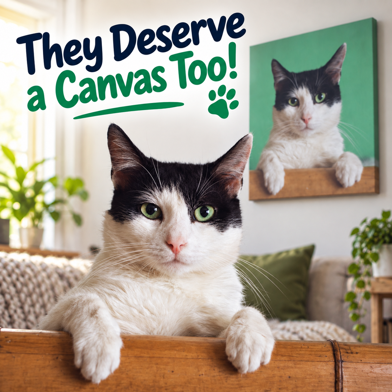 Pet photo displayed as a personalised canvas print promoting cat and dog canvas printing from The Canvas Printing Company
