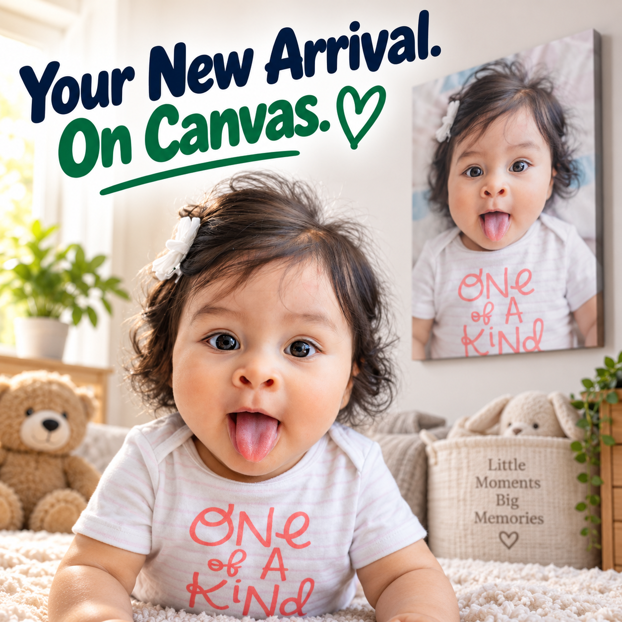 Your New Arrival on Canvas | Personalised Baby Photo Gifts