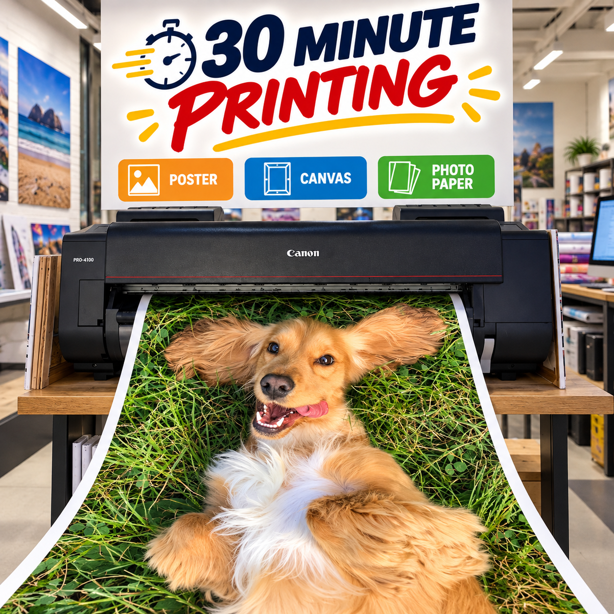 Same day 30 minute printing in Portsmouth for canvas, photo and poster printing at The Canvas Printing Company